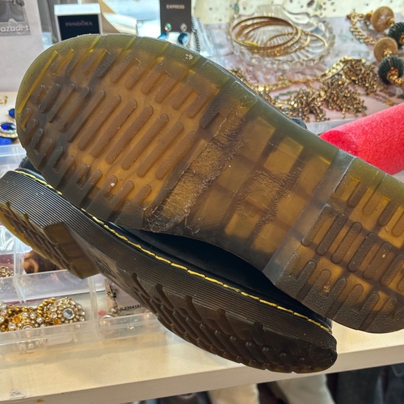 Dr. Martens Black Leather Lace-Up Boots with Yellow Stitching - Picture 5 of 9